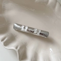 Pendientes de lazo blanco mate con diamantes de imitación en soporte plateado - Pinza Rectangular Plata con Doble Lazo (1#)