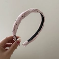 Cerchietto rosa a pois con design in tessuto pieghettato e denti antiscivolo da donna - Rosa Con Pois Neri