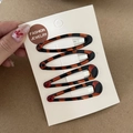 Set di 4 fermagli per capelli retrò francesi leopardati con clip BB ovali e a goccia - 3# Rosso Mattone Nero Texture