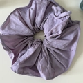 Chic lavender silk scrunchie with soft ruffled texture and premium glossy finish - Purple