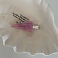 Pince à cheveux triangulaire à carreaux roses avec clip en métal au style coréen - Barrette Triangle à Carreaux Rose et Blanc