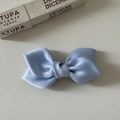 Elegant light blue satin bow hair clip with a stylish 3D double-layered ribbon design - Blue
