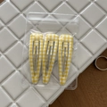 Three-piece yellow checkered teardrop hair clips in minimalist packaging on a tiled surface - 12# Yellow and White Plaid