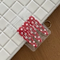 Detailed view of three red polka dot metal BB hair clips in clear packaging - 11# Red and White Polka Dot