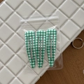 Close-up of three pieces green and white checkered water-drop snap hair clips set - Three-Piece Set / 2# Green and White Plaid