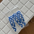 Three blue water-drop hair clips with white polka dots in clear plastic packaging - 6# Blue and White Polka Dot