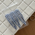 Close-up of three blue gingham pattern water-drop hair clips in a clear poly bag - 9# Navy and White Plaid