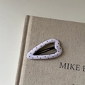 Retro white fabric hair clip with red polka dots on a minimalist book background - 6# White Red Polka Dot Heart Hair Clip