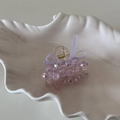 Elegant purple beaded bow hair claw clip with transparent base for women styling - Pink Crystal Small Claw Clip