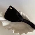 Elegant black satin polka dot banana clip with a vintage gold buckle for women - Solid Black