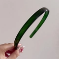 Diadema antideslizante verde oscuro con dientes, accesorio de resina para el pelo de mujer - Verde Transparente