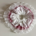 Chouchou doux à carreaux rouges avec dentelle et tulle multicouche pour queue-de-cheval - Rouge
