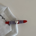 Franse haarclip van rood marmeren acetaat met hartje voor een elegante vintage uitstraling - Wit Hart Rood Grijs Gestreepte Stijl