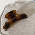 Detailed view of an amber resin hair claw clip featuring a translucent jelly texture finish - Transparent Tortoiseshell Arc Claw Clip