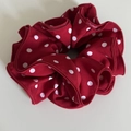 Chic red and white polka dot hair scrunchie for women, soft fabric ponytail holder accessory - Red with White Polka Dots