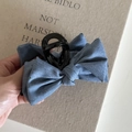 Blue denim fabric bow hair claw clip for women's bun hairstyles and elegant ponytails - Bow Claw Clip / Light Blue Denim