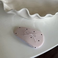 Detail of light pink polka dot fabric hair clip with a silver embroidered bow decoration - Pink Polka Dot Waterdrop Hair Clip