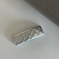 Silver metallic hair clip with elegant quilted pattern and minimalist textured finish - Square / Silver