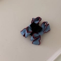 Blue denim bow hair claw with red wavy stitching and a small black clip for styling - Light Blue Denim Bow Claw Clip