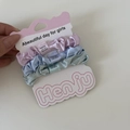 Three-piece set of pastel French satin hair scrunchies in lavender light blue and mint green - 7# Purple Blue Green