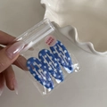 Three-piece set of blue metal BB hair clips with white polka dots in handmade packaging - 14# Small Blue White Polka Dot