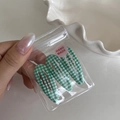 Three-piece set of light green and white checkered teardrop BB hair clips in hand - 18# Small Green White Striped