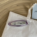 Barrette bleue française avec perle et zircone sur une pochette en coton minimaliste - Barrette Ovale Violette (Strass Blanc)