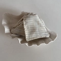 Detailed view of the elegant polka dot satin fabric hair claw clip on shell tray - 2# White Triangle Claw Clip