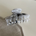 Macro detail of large ink-marbled hair claw clip with black and white resin texture - Striped Style (3#)