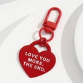 Red heart-shaped metal keychain with white Love You More engraving and lobster clasp - Red (LOVE YOU MORE. THE END.)