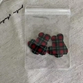 Set of two red and black checkered acrylic hair clips in a clear packaging bag - 30# Red Green Striped Bunny