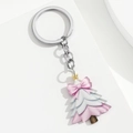 Anhänger für Weihnachtsbaum aus Acryl in Rosa und Weiß mit Schleife und goldenem Stern - Weihnachtsbaum