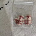 Cute red and white plaid bear hair clips with lucky year text for girls - 31# White Red Striped Bow Bunny