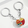 Lot de porte-clés Best Friends en forme de cœur avec burger et frites en émail coloré - Burger & Frites
