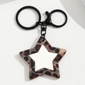 Modieuze luipaardster sleutelhanger met matzwarte metalen ring en karabijnsluiting - Khaki Ster