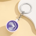 Dettaglio del portachiavi a tazzina di caffè in miniatura con decoro latte art - Viola (Senza Luce)