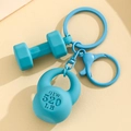 Himmelblauer Kettlebell und Hantel Schlüsselanhänger mit Karabiner für Sporttaschen und Rucksäcke - Blau