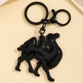 Leuke zwarte kameel sleutelhanger van PU-leer voor rugzakken en reissouvenirs - Zwart