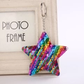 Portachiavi a stella con paillettes arcobaleno e sfumature colorate e gancio argento - 8x15cm / Arcobaleno