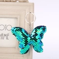 Porte-clés papillon à paillettes scintillantes avec dégradé bleu-vert pour sacs - 12x9 / Bleu