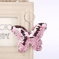 Porte-clés papillon à paillettes roses avec anneau métallique sur cadre photo blanc - 12x9 / Rose