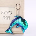 Sparkling dolphin sequin keychain with blue gradient finish for car keys and bags - 14cm x 8cm / Blue