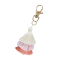 Dreilagiger Baumwoll-Quasten-Anhänger in Creme, Rosa und Korallenorange für Taschen - Pink Orange Farbverlauf (1)
