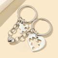 Portachiavi di coppia a forma di cuore puzzle argento regalo di San Valentino - Argento (1 Paio)