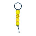Sporty keychain featuring yellow beads and softball print beads with a black tassel - Softball (Yellow)