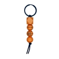 Llavero de cuentas de madera con temática de baloncesto y anillo de metal negro elegante - Baloncesto