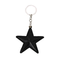 Portachiavi minimalista a stella in pelle nera con anello in metallo e trama - Nero