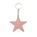 Portachiavi a stella in ecopelle rosa con anello in metallo argento e cuciture - Rosa Chiaro