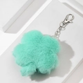 Porte-clés trèfle à quatre feuilles en fausse fourrure vert menthe avec fermoir argent - Vert Aquatique
