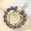 Schlüsselanhänger Armband mit Leopardenmuster Perlen und MAMA Holzanhänger - Leopard Holzperlen Perlenstil